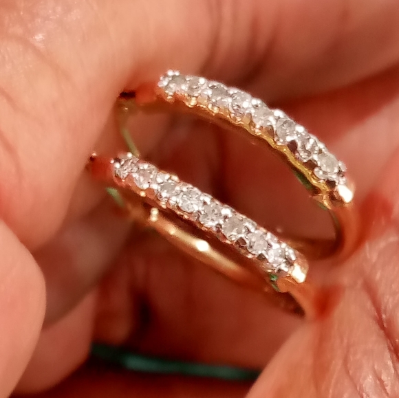 Real 10kt Gold Diamonds Hoop Earrings#SOLD - Picture 8 of 8